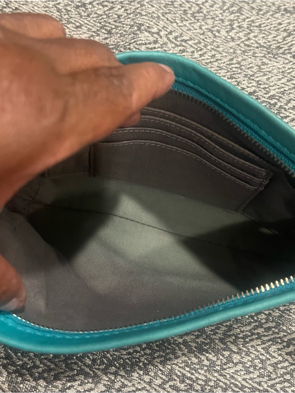COACH Teal Leather Wristlet Clutch - Picture 6 of 7